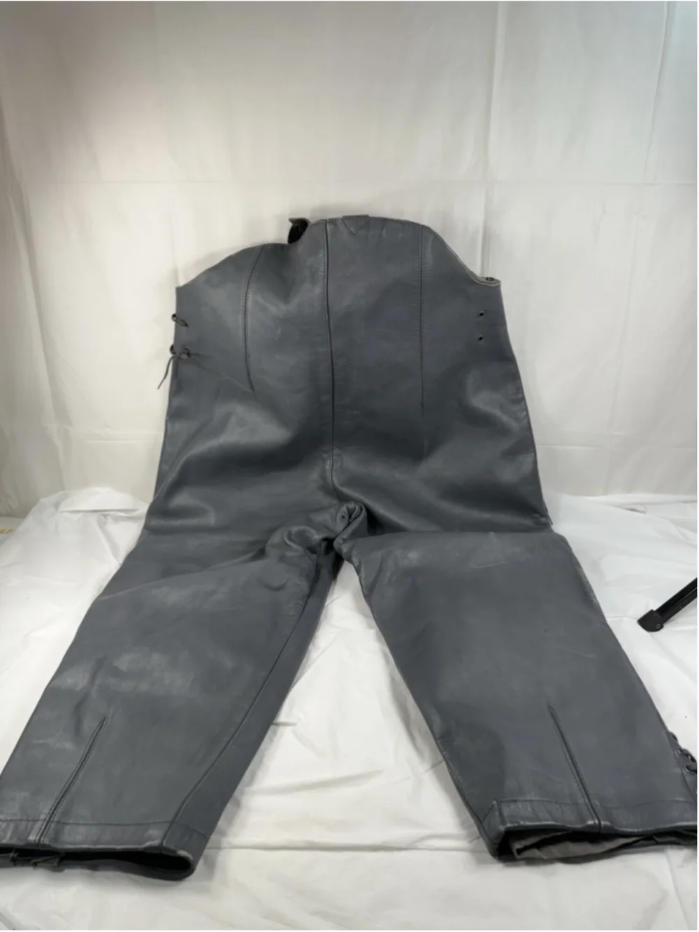 1979 West German Bundeswehr Gray Leather Motorcycle Trousers Beckumer Lederwerk